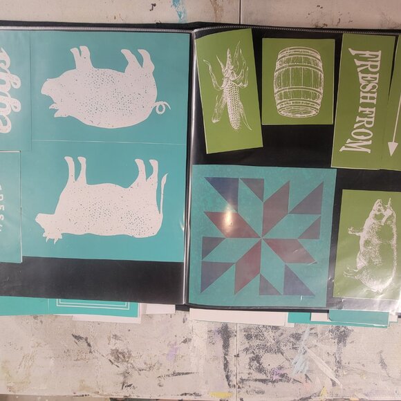 Bundle 1 ~ Reusable Silk Screen Stencils ~ 18 x 15 Binder ~ Farmhouse, Gnomes - Picture 6 of 16